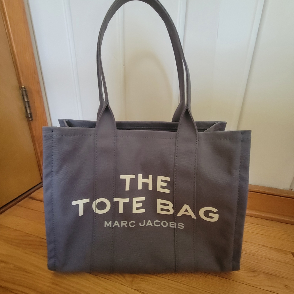 Marc Jacobs Gray Canvas Tote Bag with Leather Handles